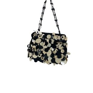 La Regale‎ Vintage Elegant Geometric Black and Cream Sequin Clutch